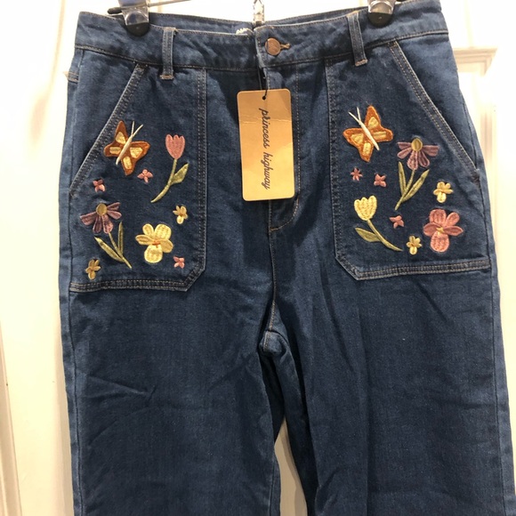Princess Highway Floral Embroidered Denim Jeans 14 New ⭐️ - Picture 3 of 10